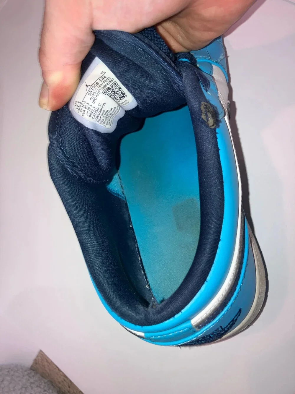 Sz 11.5 Air Jordan 1 Low “UNC” 6/10 Cond in Box with goat tag + reciept